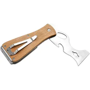 Scraper-Folding Painters Tool 9-in-1 Beech Wooden Handle Includes  Roller Cleaner,  Puller, Putty  Scraper, Hammer End