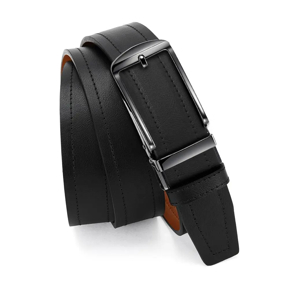 Heavy Duty Male Leather Belt for Business-Casual Wear, Trendy Exquisite Design, Versatile Alloy Automatic Buckle Waistband, Classic Stylish All-Season Men's Belt