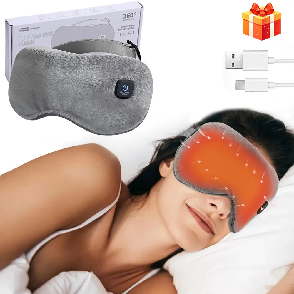 Electric Heated Sleep Eye Mask, 3 Temperature Settings, 15-Minute Timer, Wireless Eye Warmth, Portable Eye Mask, Eyemasks for Sleeping, Relaxing for Travel & Home Use, Night Mask