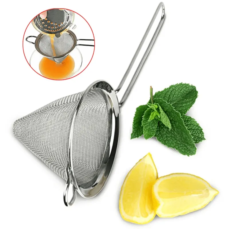 1pc The cone-shaped cocktail strainer is perfect for removing debris from the Juice Julep filter. Home Bar Accessories