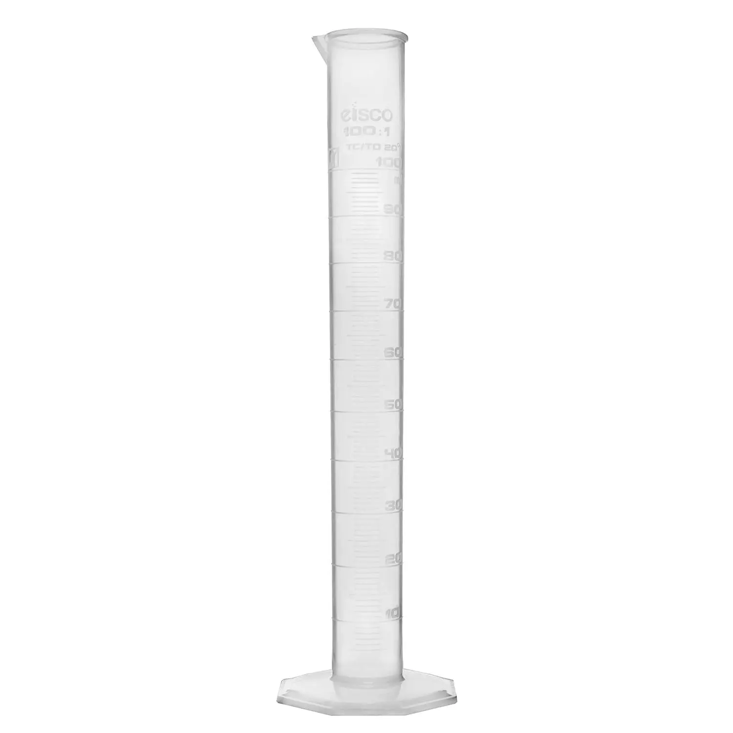 Plastic Graduated Cylinder, 100ml - Scientific Measuring Cylinder with Extra Stable Base - Polypropylene Plastic - Laboratory Quality, Autoclavable