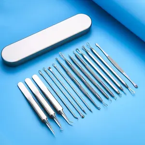 15-Piece Dermatologist Blackhead Remover Kit – Premium Surgical Stainless Steel Acne Tools for Blemish/Pimple Extraction