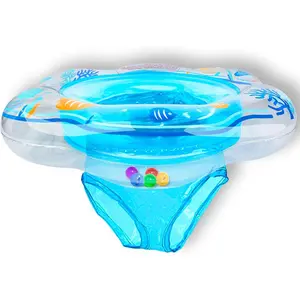 Inflatable Baby Pool Float for Age 6-12 Months with Double Airbag & Safe Seat, Infant Toddler Pool Float for Swim Training, Bathtub Water Play