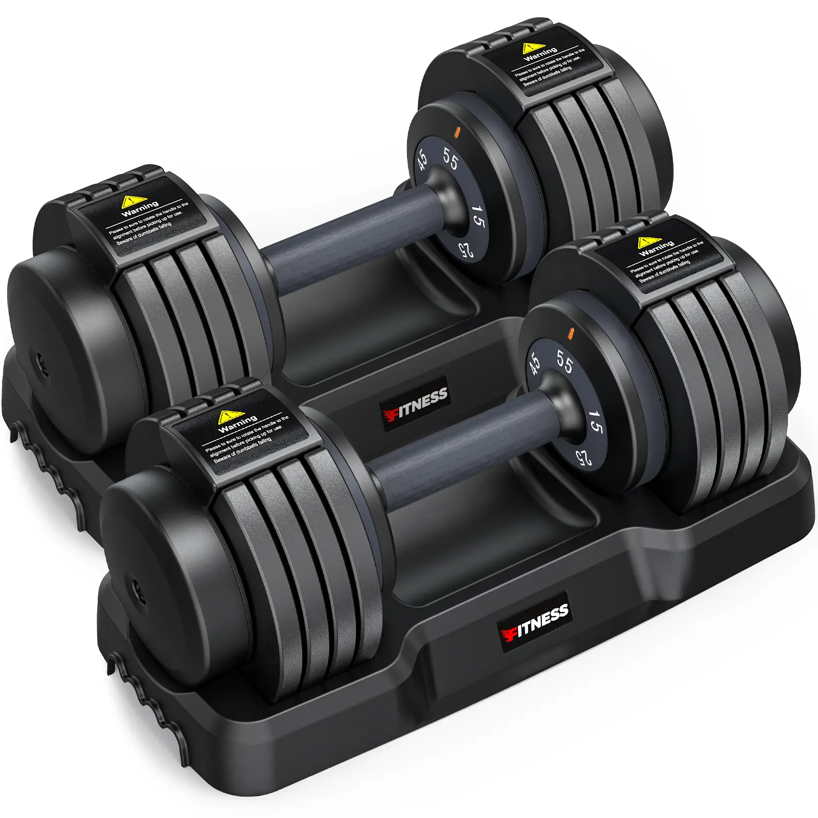 Bearbro 5-25LB / 15-55LB Adjustable Dumbbell for Home Gym Equipment, 5 in 1 Quickly Adjustable Weights Plates and Rack, Hand Weights Suitable Women and Men, Full Body Workout Fitness