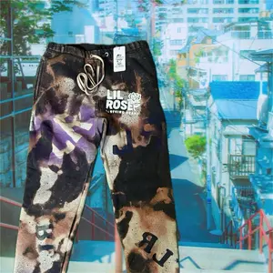 LilRose2025 Unisex Custom Bleached and Painted Distressed Sweats with Unique Pattern and LilRose2025 Branding for Stylish Comfort