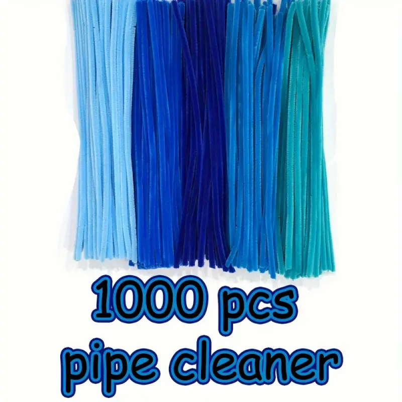 1000 pieces of blue series pipe cleaners, upgraded and densified, 5 different blue colors, a total of 1000 pieces, the unique color scheme is more attractive, suitable for holiday decorations and DIY crafts, DIY Material, Craft Supplies