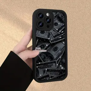 Y2K Grunge Money Phone Case,TPU Silicone Protective phone cover,Black Sparkle Aesthetic for iPhone 11-17,XS/S series,for Samsung S /A Series,Shockproof Silicone Lightweight Anti-Scratch Cover,TPU Bumper Protection Cover,for iPhone 17 Pro Max case