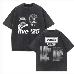Men Women OASIS Live 25 Tour 2025 Vintage Summer Short Sleeve T-Shirts Definitely Maybe Rock Band Albums Streetwear Tee