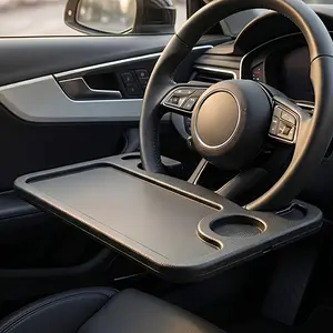 This Is a Large Table Board Designed for Car Steering Wheels, Ideal for Laptop Work, Eating, Everyday Tasks, Features a 2-In-1 Double-Sided Tray Table Easily Attached to The Steering Wheel, Car Center Console Organizer