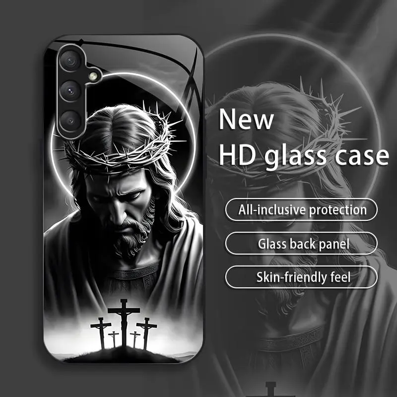 Suitable for [Galaxy S23 Fe] Jesus New stylish high quality glass protective case affordable anti-drop anti-fingerprint 995