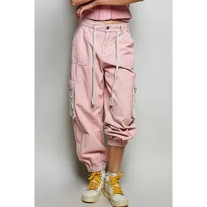 Paola Powder Pink Jogger Pants with Crochet Pockets