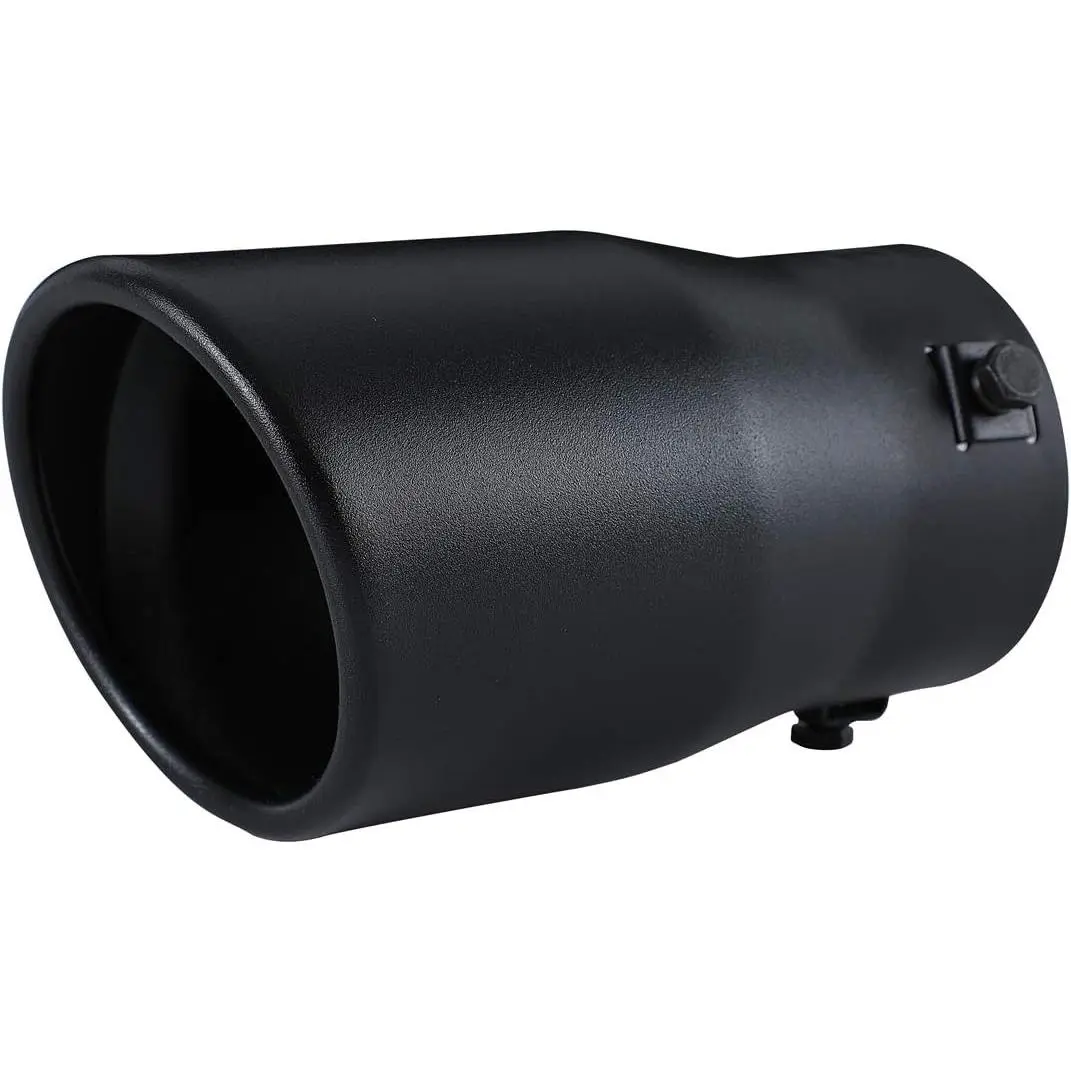 Black Stainless Steel Exhaust Tip for Cars/Motorcycles, Clamp Mounting Multi-Size Design, 2-2.75in Inlet Fits 2/2.25/2.5/2.75in Outer Diameter Tailpipe End, 3.5in Outlet 6in Long Powder Coated Muffler Tip