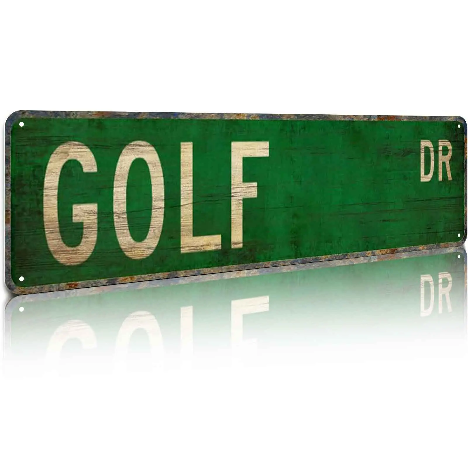 Golf Dr Aluminum Metal Sign 4x16 Inch, Retro Street Sign Style Wall Decor for Home, Bar, Man Cave, Garage, Game Room & Living Space, Distressed Vintage Plaque