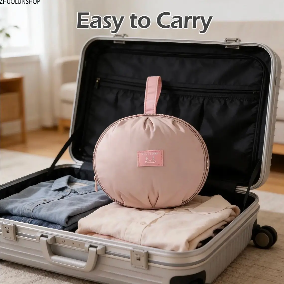 Women's 2pcs High-Capacity Portable Bra Storage Bag - Waterproof Durable Lingerie Organizer Pouch with Handle, Multi-Compartment Holder for Travel, Business Trip, Daily Home Storage Essentials, Large, Companion