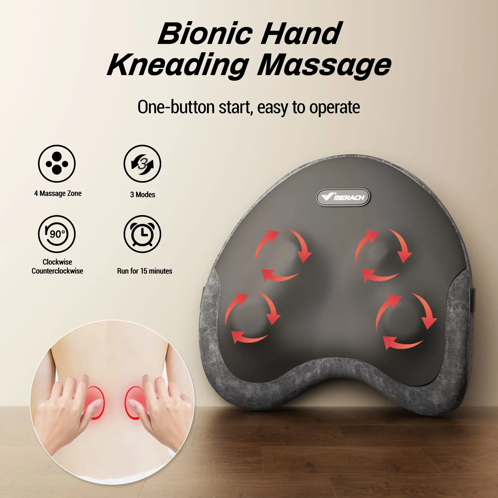 Merach Portable Heated Back and Neck Massage Deep Tissue Massage Pillow for Chair,Car Relax Comfort Multifunction Massager Therapy Device Black Summervibes