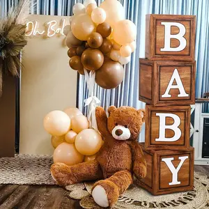 Wood Grain Print Baby Baptism Display Box, Neutral Gender Reveal, /baby Block Background, Perfect for Birthday Party, Baby Shower Supplies, Party Favors, Party Gift