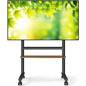 Modern Rolling TV Stand for 40 to 86 inch Screen, Metal TV Stand Wheels with Adjuatable Shelf