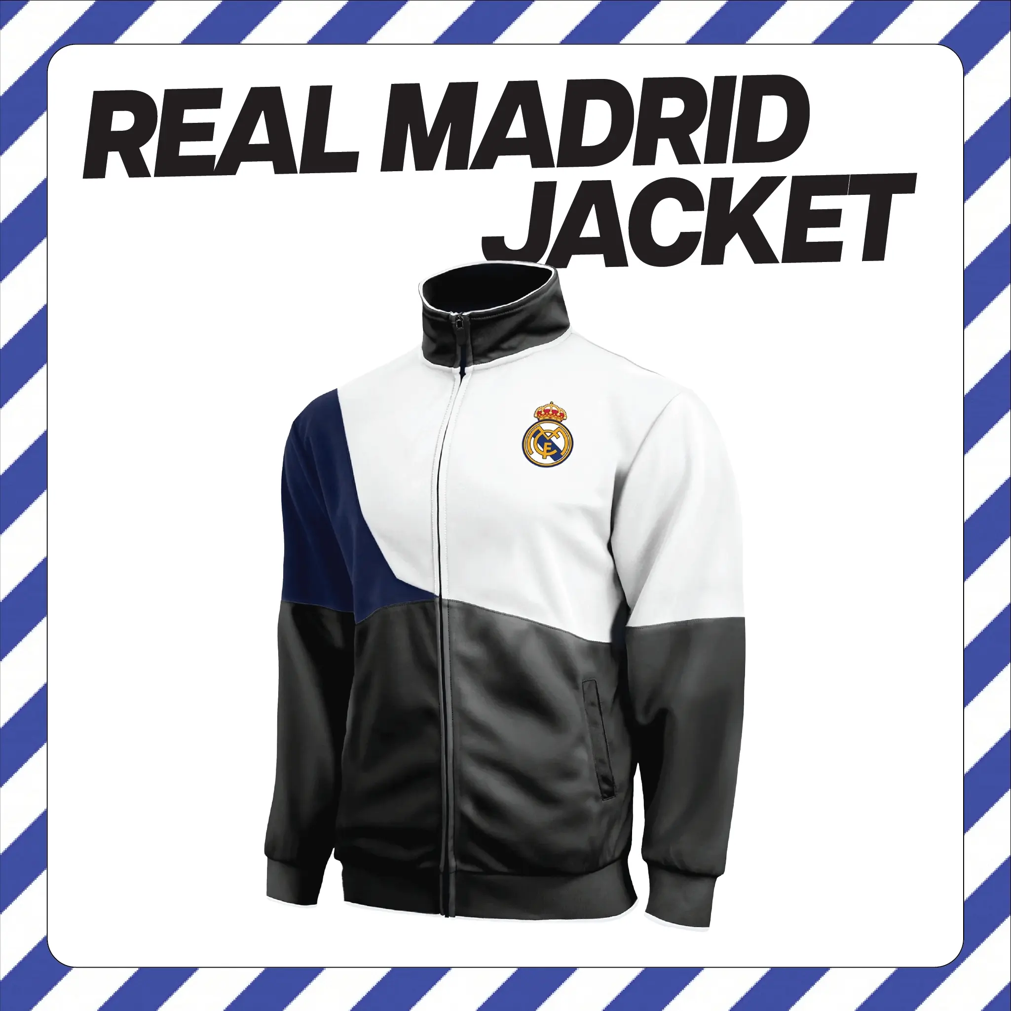 Real Madrid CF Track Jacket Officially Licensed Los Blancos Full-Zip | Men's Soccer Jacket Hala Madrid LV
