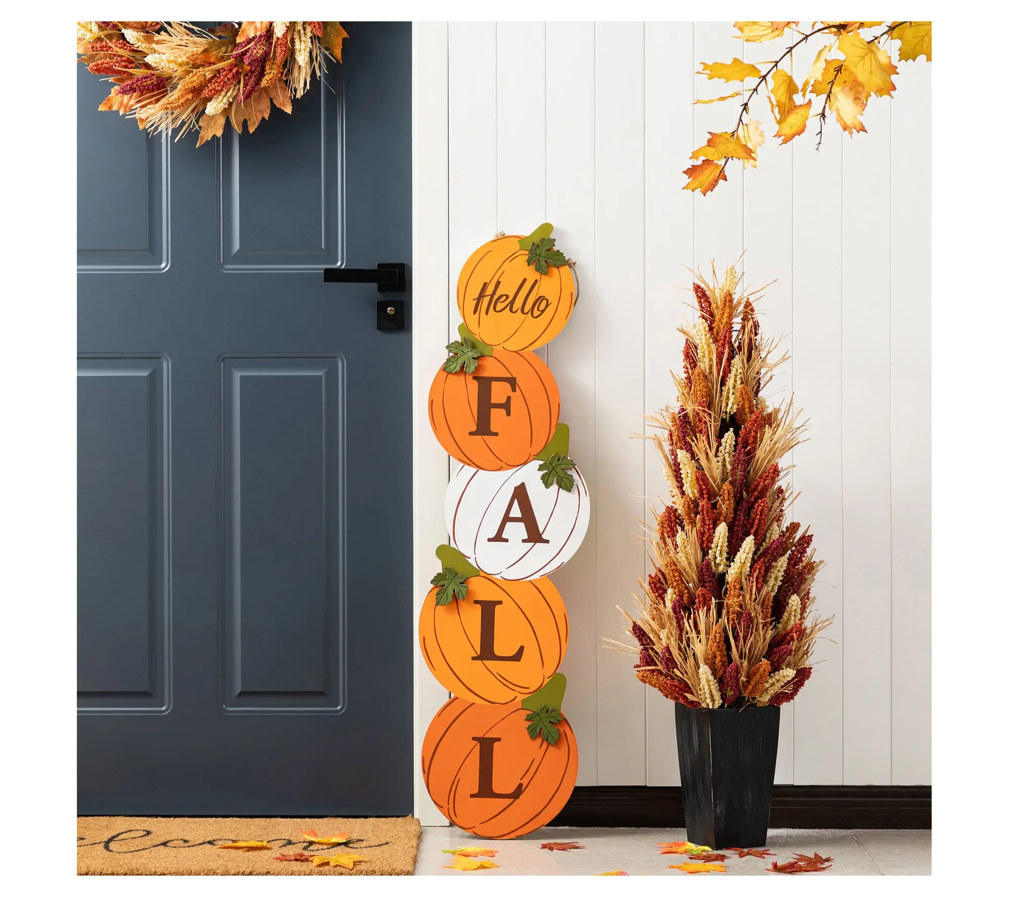 Glitzhome 42"H Fall and Christmas Double Sided Porch Sign