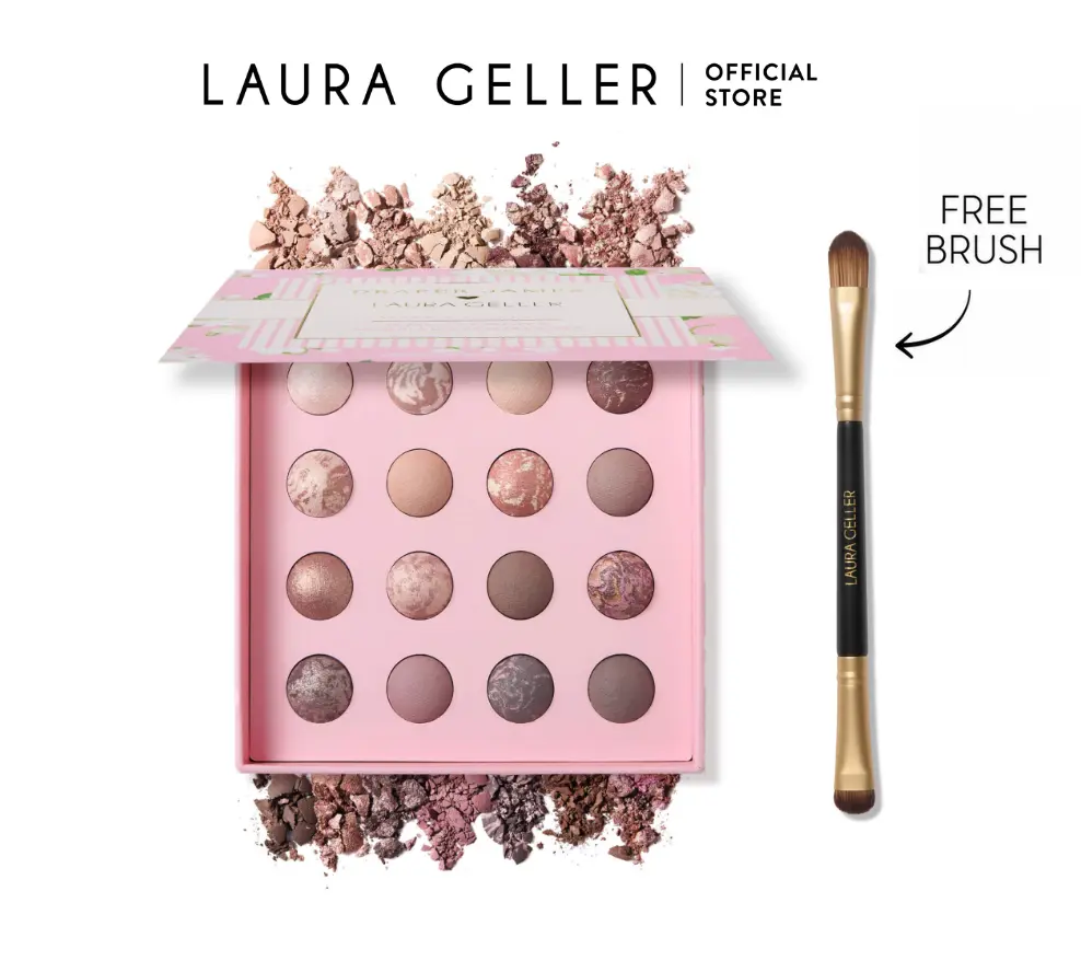 Laura Geller x Draper James Marble-ous 2PC Eyeshadow Palette & Brush Set, Makeup Collection for Eye Makeup