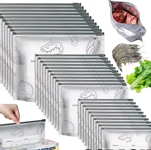 30-Pack Reusable Aluminum Foil Storage Bags for Refrigerators Large Medium Small Sizes Airtight Food Storage Solutions Space Saving Leak Resistant Light Blocking Thick Containers Perfect for Refrigerators