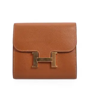 Pre-owned HERMÈS Epsom Calfskin Leather Wallet Hermes Constance Gold Epsom Calfskin 17668794 hz