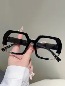 New Irregular Square Frame Fashion Flat Mirror Hip-Hop Trend Simple Style High-End Fashion Glasses, Stylish Eyewear for Men and Women Square Frames Glasses