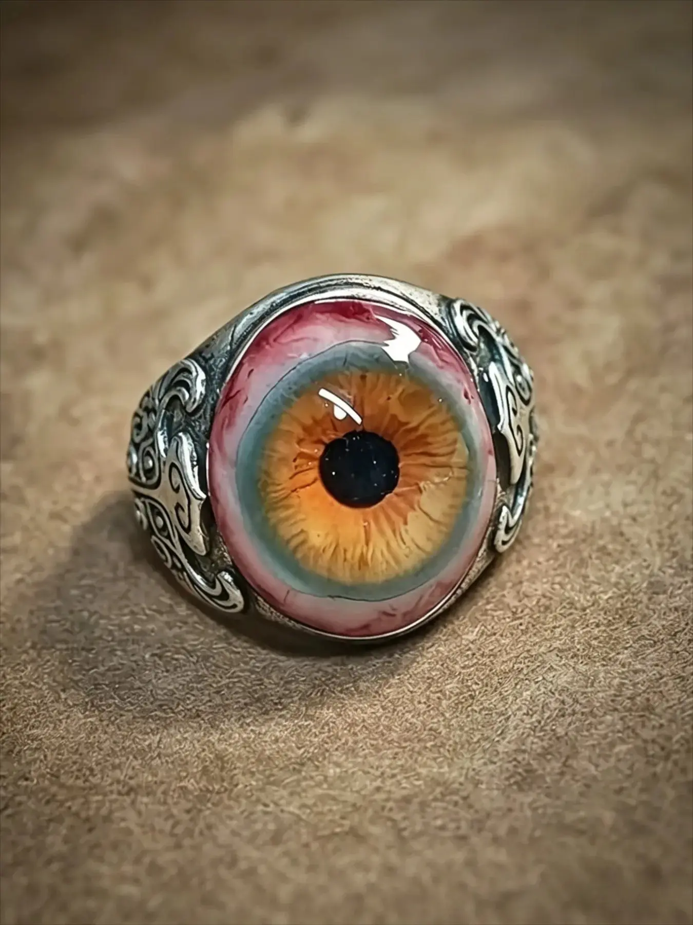 Vintage Punk Blood Eye Ring, Bold Open Design, Unisex Devil Eye Party Jewelry, Unique Personality Ring for Men and Women, Punk Rings, Punk Style Ring