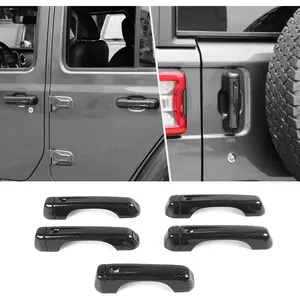 Carbon Fiber Door Handle Trim Cover Tailgate Handle Cover Exterior Decoration Accessories for Jeep Wrangler JL JLU 2018-2022