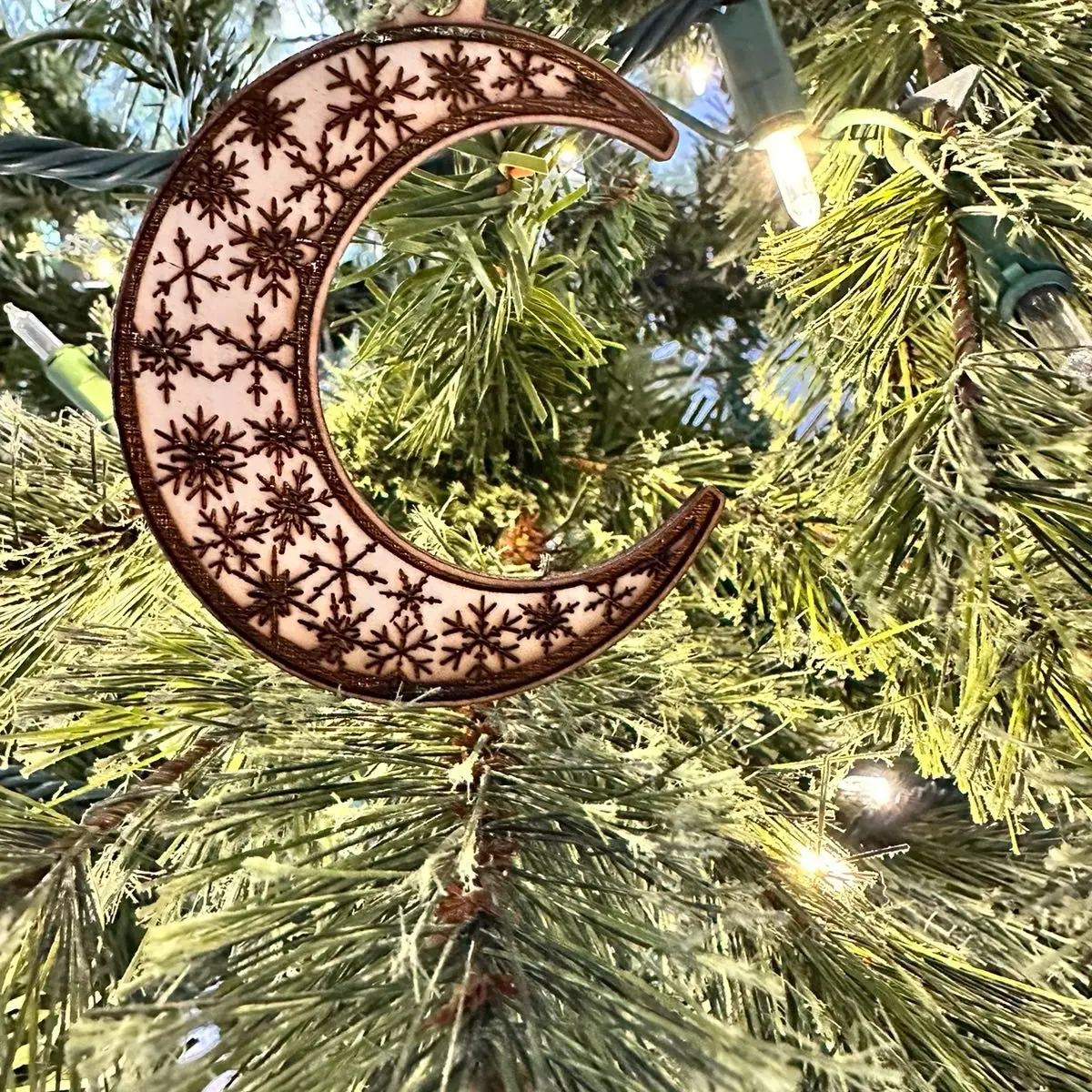 Snowflake Moon Ornament Handmade Housewarming