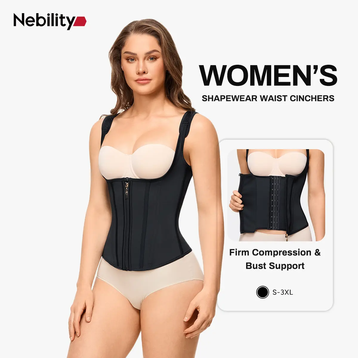 Nebility Women's Waist Trainers and High Stretch Girdle, Solid Vest-Style BBL Shaping Belts with Hook and Eye Closure, Shapewear Abdominal, Postpartum Girdle, Girdle For After Birth