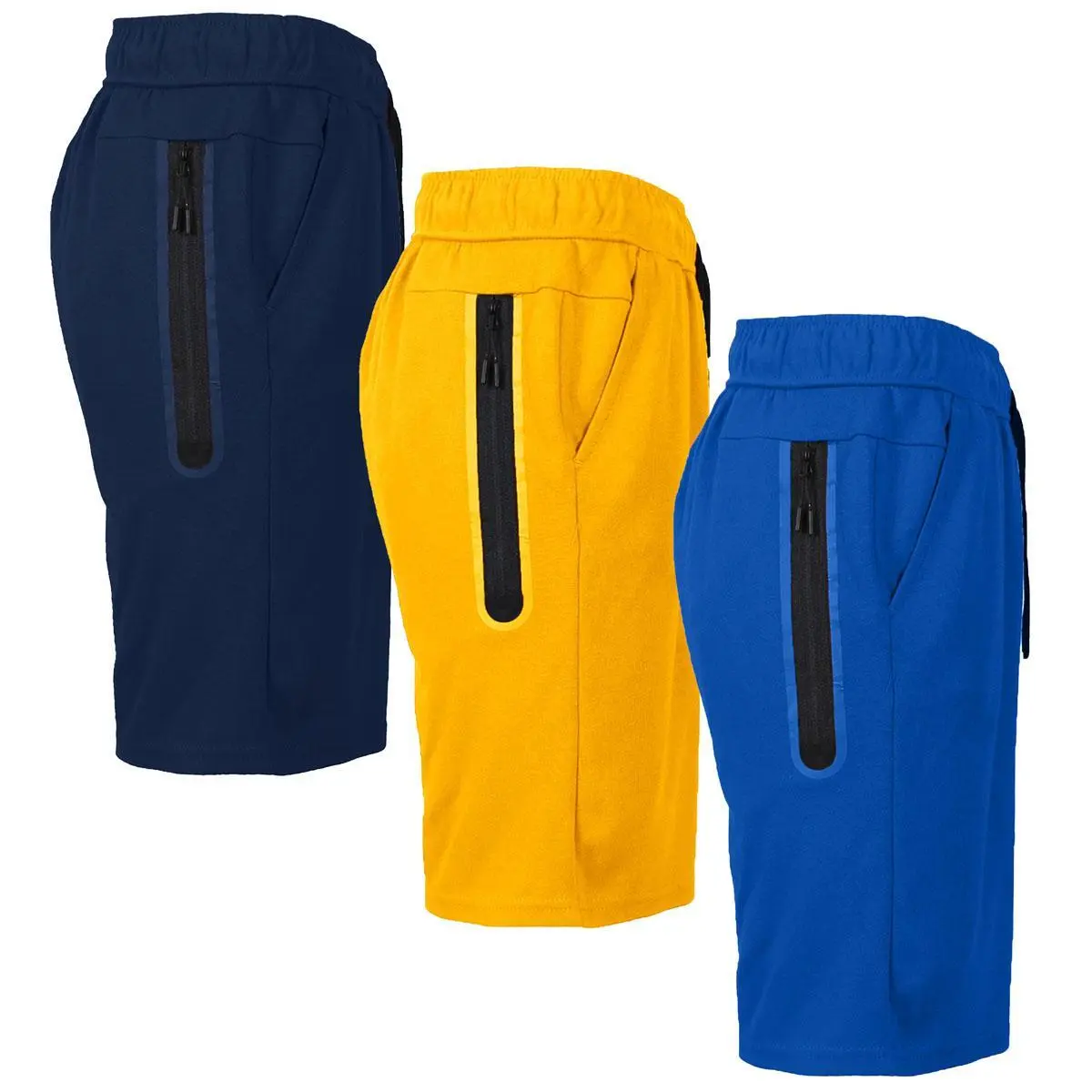 (3 Pack-Black Zipper) Navy-Gold-Royal