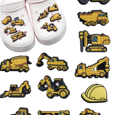 9-Pack & 12-Pack Construction Car Series Cartoon Shoe Charms, DIY Accessories, 3D Resin Animal-Shaped Shoe Decorations, Unisex Gift, Shoe Charm Set