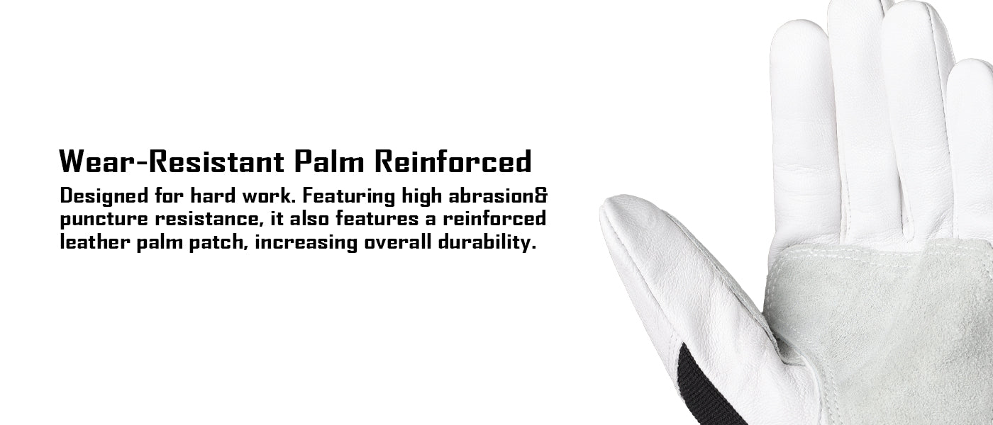COOLJOB Leather Work Gloves with Grip, Thorn Proof, Heat Puncture Resistant Gloves
