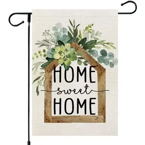 Eucalyptus Garden Flag 12×18 Inchl Floral Home Sweet Home Decorative Double Sided Holiday Farmhouse Seasonal Outside Decor for Yard AG031