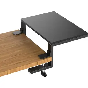 Clamp-On Desk Extender & Monitor Shelf – 15" Space Booster, Freestanding or Clamp Mount, Holds 44 lbs, No Drill Desktop Organizer for Office/Gaming, Black