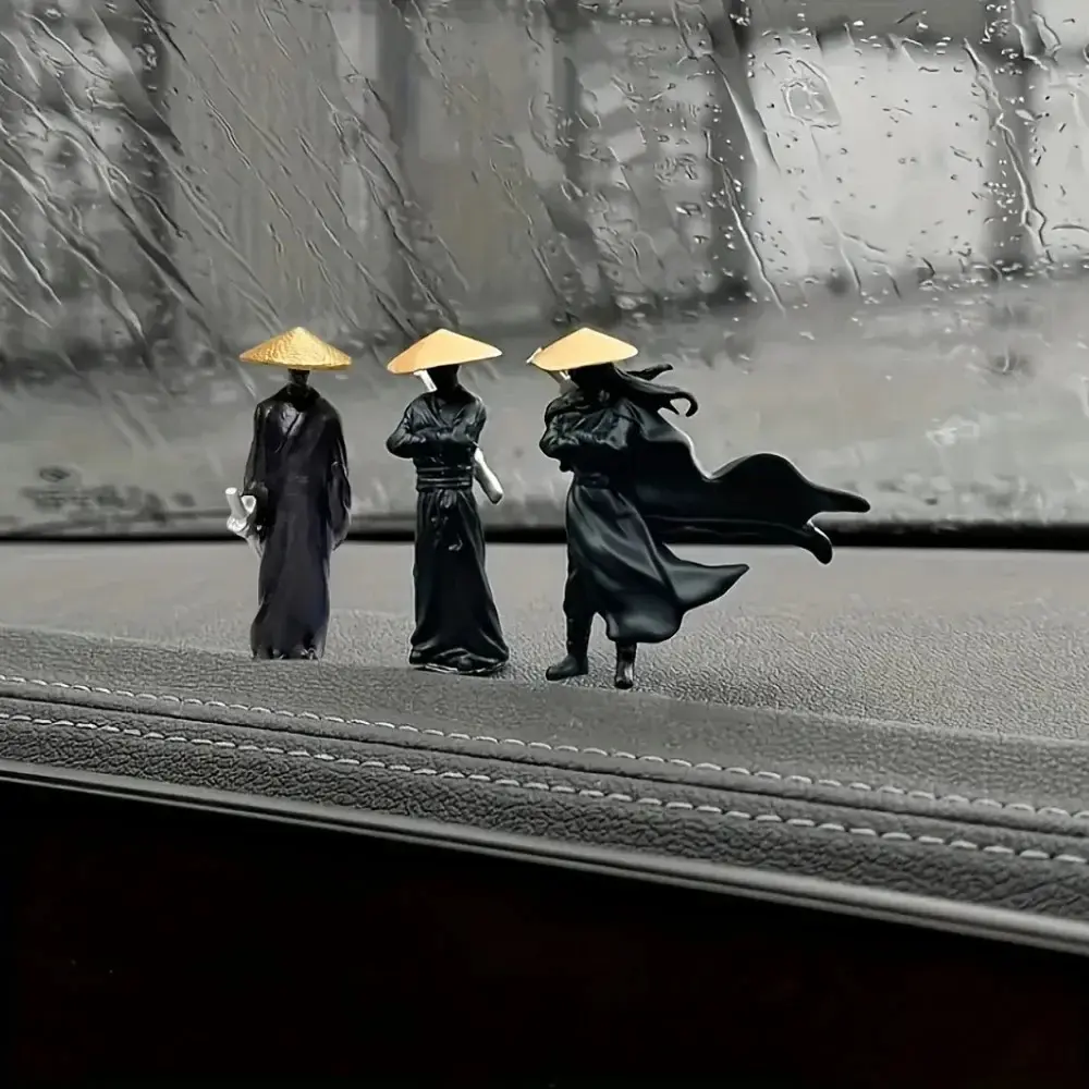 3-Pcs Mini Samurai Statue Set - Car Interior Ornament & Dashboard Decoration, Automotive Decorative Accessories, Perfect for Desk Decor, Car Accessories