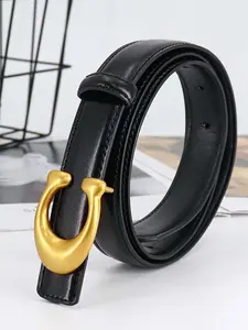 Classic letter style simple and fashionable belt with high-end feel, light luxury, summer Korean alloy buckle, internet famous versatile belt