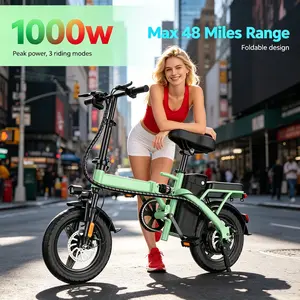 12-Month Warranty E14GRN 45 Mile Range | Portable Folding E-Bike 350W Peak Power,  14" Small Wheel Design, Dual Disc Braking | UL2849 Certified, Puncture-Resistant Battery, 12-Month Warranty
