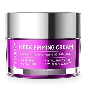 Vigority Neck Firming Cream for Women: Tightening & Lifting Neck & Décolleté Moisturizer with Peptides and Bakuchiol – Anti-Aging Cream for Crepey Skin & Wrinkles – 1.69 fl oz