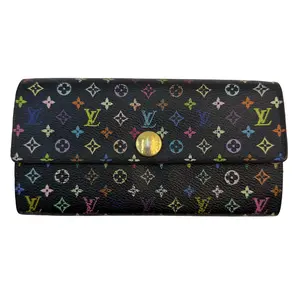 Pre-owned Louis Vuitton Black Multicolor Monogram Snap Long Wallet