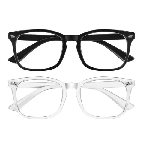 Unisex Classic Square Frames Blue Light Eyeglasses - Black Metal Frames, Sturdy Resin Anti-Fog UV-Blocking Lenses, Lightweight Stylish Eyeglass for Office/Gaming, High-Quality Sports Eyewear, Men's Accessories, Accessories for Women