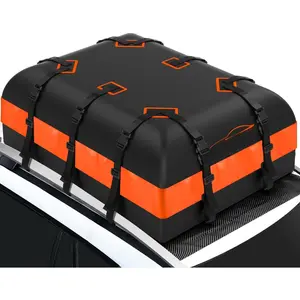 21 Cubic  Rooftop Cargo Carrier Roof Bag  for  Top of  with/Without Rack Includes Topper Anti-Slip Mat + Reinforced Straps + 6 Door Hooks + Luggage Lock