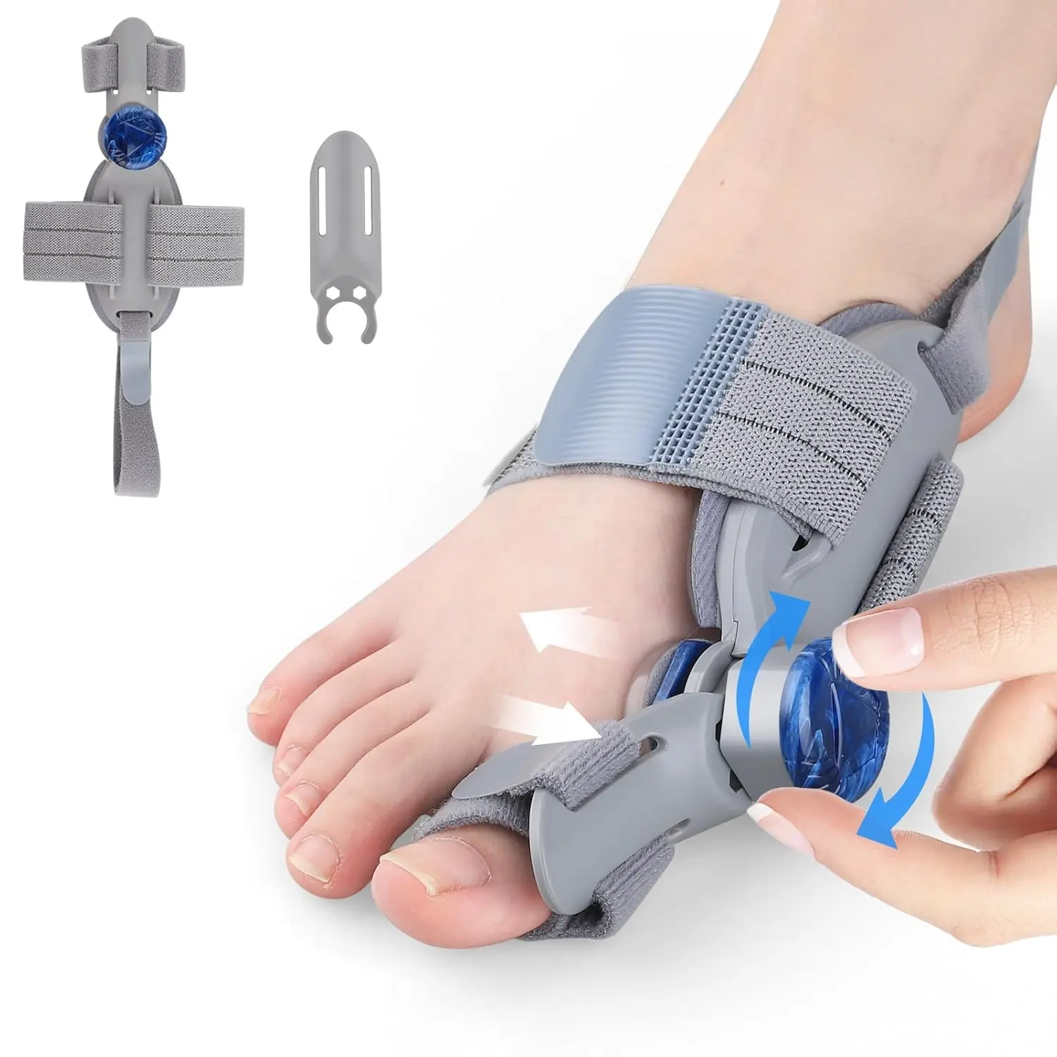 Big Toe Straightener with Adjustable Knob & Anti-slip Heel Strap, Big Toe Fix Wrap Separator with Silicone Pad for Left or Right Feet, Toe Separators, 1 Count