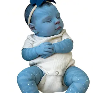 Rebornbabydoll 20inches Reborn Vinyl Lifelike Baby Doll Girl Glow-in-The-Dark Avatar Newborn Sleeping Doll Soft Cloth Body Visible Veins Hand-Painted Hair 48CM Waterproof Gift for Children