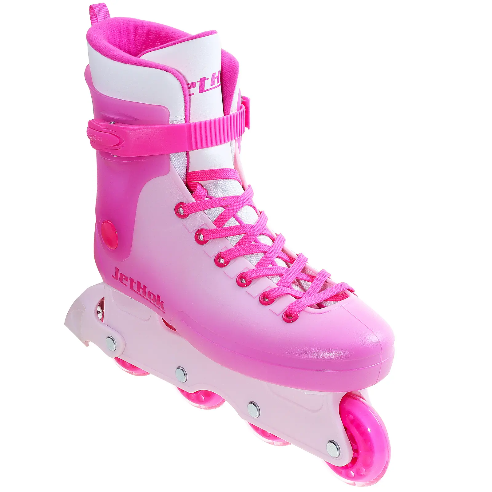 JetHok Inline Skates for Women Girls Adjustable Size, Kid's Inlineskates Removable Brake, ABEC-7 Bearings, for Outdoor Indoor Skating Rose Red (Fuchsia Pink, L,Women's US Size 4 5 6 7)