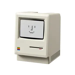 Vintage Compact Square Digital Clock, Retro Macintosh Mini Computer Desk Decor with LED Display, Creative USB-Powered Alarm Function, Unique Home & Office Aesthetic Gift for Men