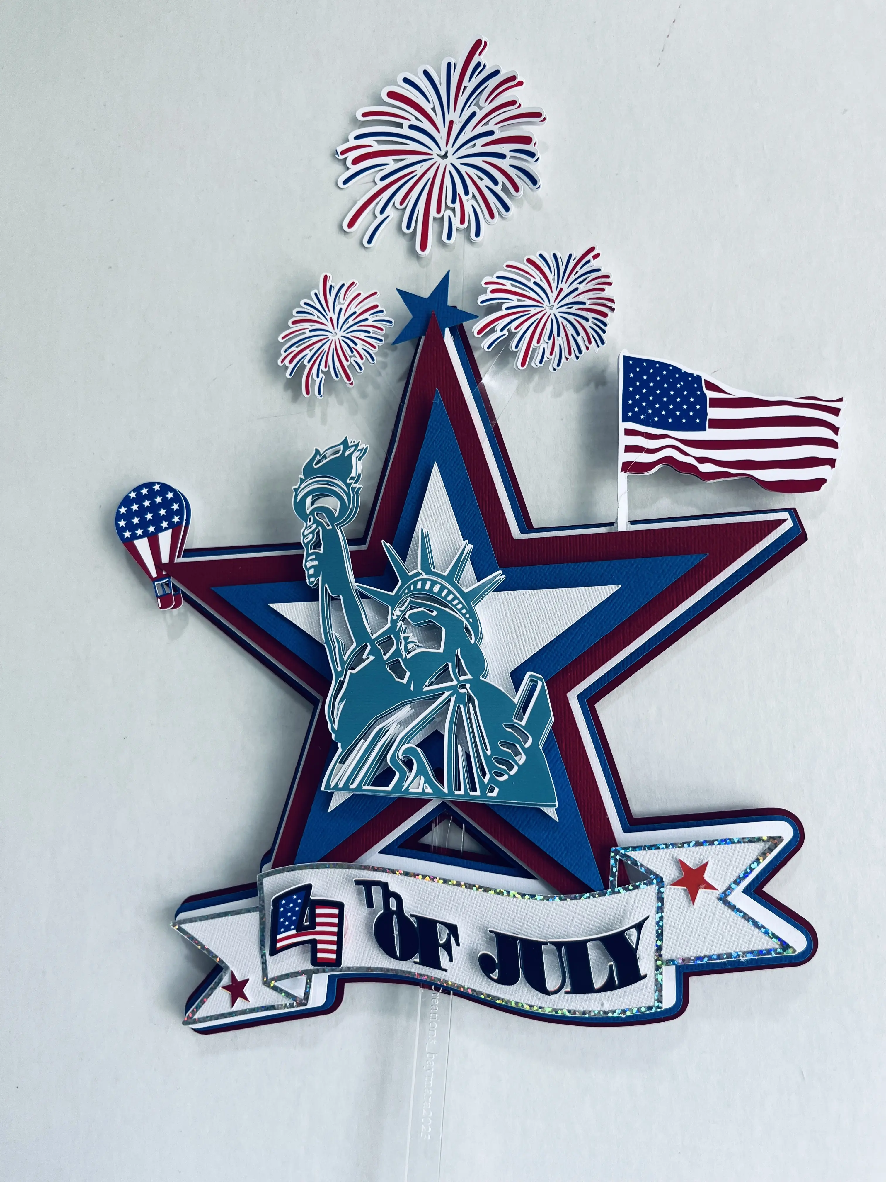 Cake Topper 4 July  Celebrations, Custom Handmade Cake Topper, Premium Cardstock Party Decoration, topper is carefully designed to add a unique and elegant touch to your cake,