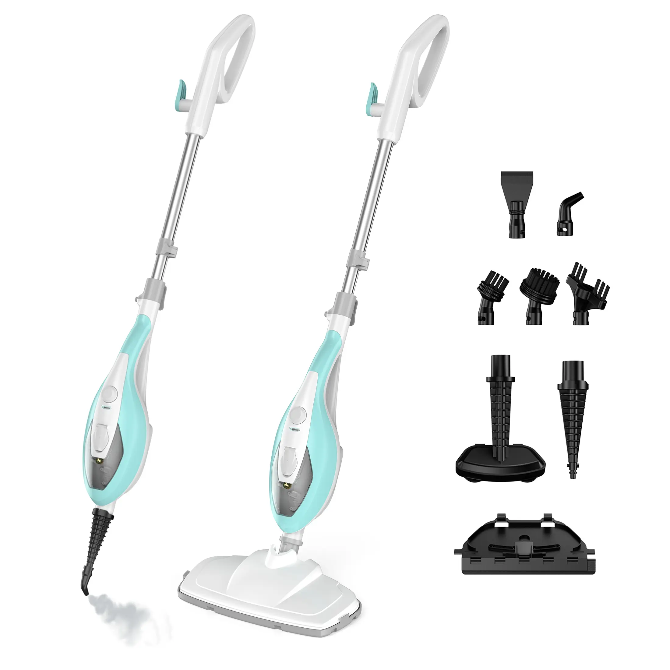 Sweetcrispy 1550W Corded 10-in-1 Adjustable Steam Mop with Detachable Handheld Cleaner, Rotatable Head, 16FT Cord, 2 Washable Pads, Heat Resistant Attachment, Deep Clean Whole-Home Hard Floor Steamer for Hardwood, Tile