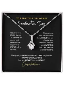 To A Beautiful Girl on Her Graduation Day Necklace V-shaped Pendant Necklace with Card and Gift Box Happy Graduation Gifts for Her Inspirational Necklace Dainty Necklace